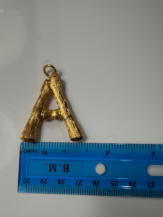 Celine Gold-Tone Textured Letter A Charm - Picture 3 of 4